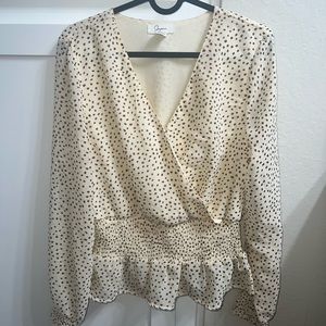 Japna blouse- Cream with brown polka dots